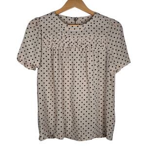 Madewell Womens Silk Polka Dot Short Sleeve Blouse Medium